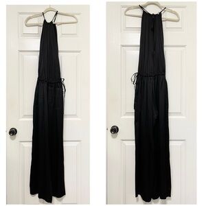 Stefanel Black 100% silk Halter adjustable waist & neck wide leg jumpsuit 4
